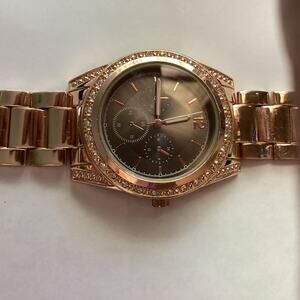 2778 FMD 40mm Rose Gold Gemmed Crystal Bezel Quartz Watch w/Brace